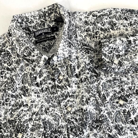 Mens Panhandle Slim LS Western Diamond Pearl Snap Shirt Sz XL Paisley - Picture 1 of 6